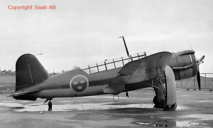 Swedish Air Force Bomber Aircraft SAAB B 17. First prototype.