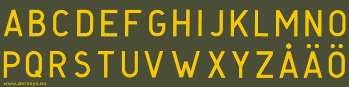 Letters used for markings on the Swedish military aircraft FPL 61 - Scottish Aviation Bulldog