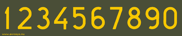 Digits used for markings on the Swedish military aircraft FPL 61 - Scottish Aviation Bulldog