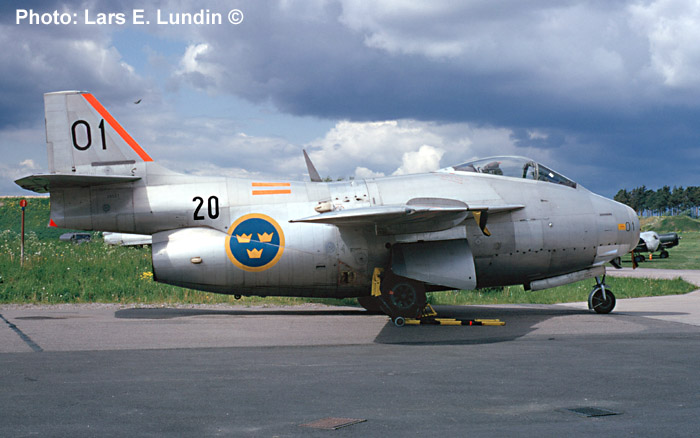 Swedish Air Force Fighter Aircraft SAA J 29F # 29537 of the Air Force Academy F 20 at Uppsala 