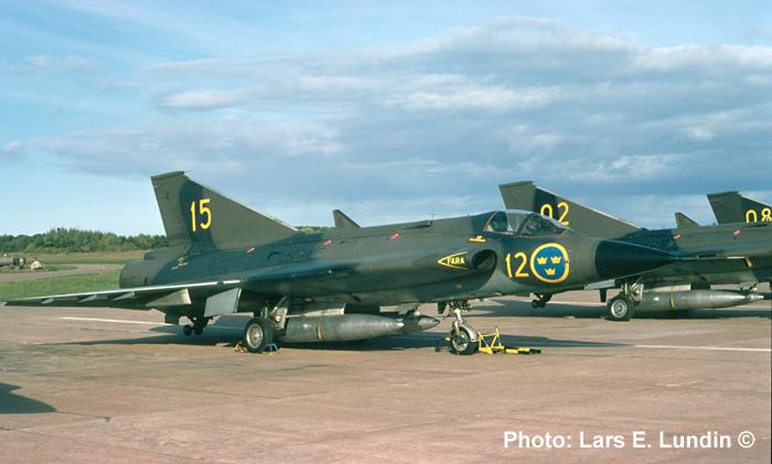 Swedish Air Force Fighter J 35F Draken. Aircraft fro, Wing F 12, Kalmar