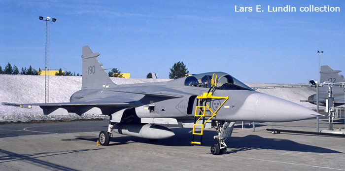 JAS 39A 39190 at Swedish Air Force Wing F 21 at Luleå/Kallax in April 1992.