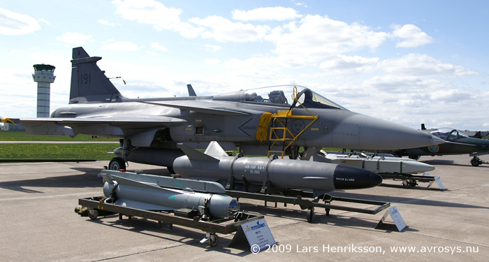 JAS 39A 39191 with alternative weapons at Swedish Air Force Wing F 7, Såtenäs.