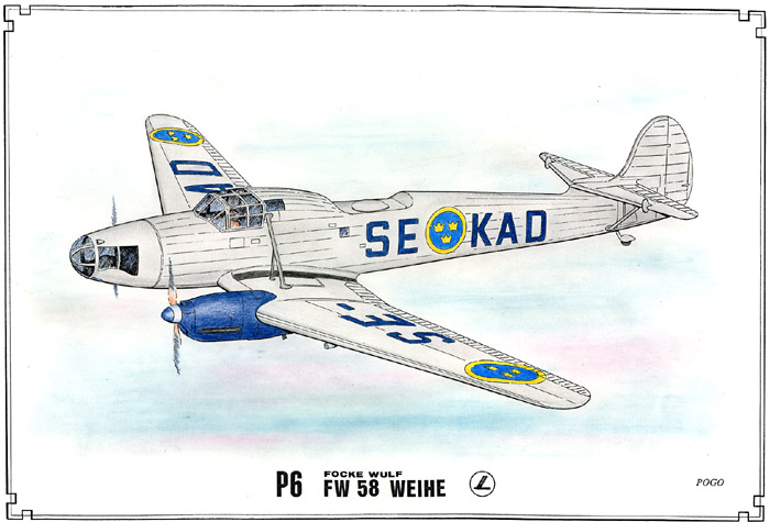 Swedish Photo Mapping Aircraft P 6 Focke-Wulf Fw 58 Weihe