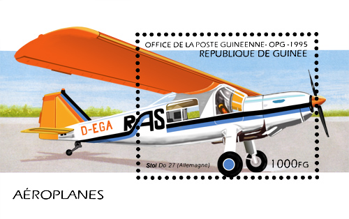 Stamp sheet from Republic of Guinea 1995 - Aroplanes Do 27.  