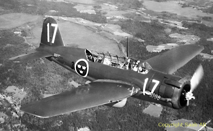 Swedish Air Force Naval Reconnaissance Aircraft SAAB S 17BL of Wing 3,Malmen in 1942..