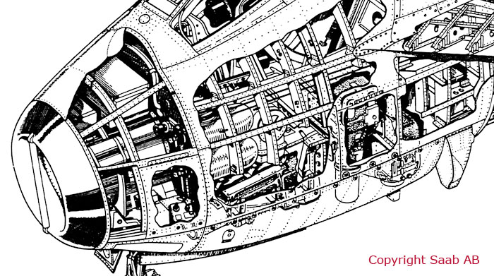 Swedish Air Force Recconiassance Aircraft SAAB S 29C "Tunnan" - cut-away drawing