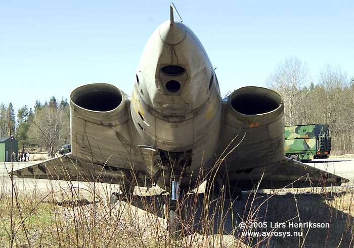 SAAB S 35E 35908 now used for rescue training at Swedish Air Force Wing F 17 at Kallinge. Photo Lars Henriksson 2005.