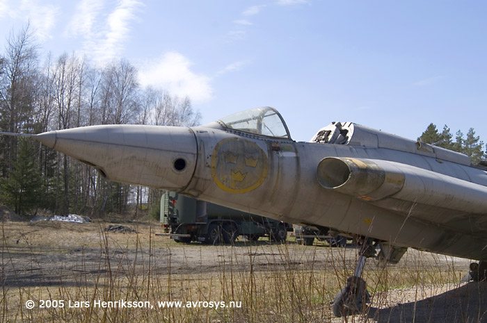 SAAB S 35E 35908 now used for rescue training at Swedish Air Force Wing F 17 at Kallinge. Photo Lars Henriksson 2005.