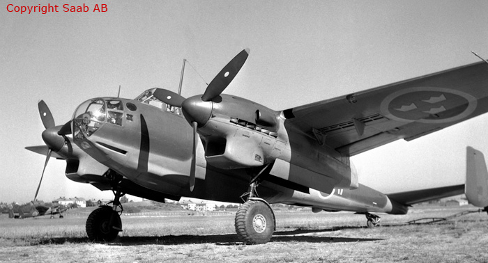 Swedish Air Force Torpedo Bomber SAAB T 18B of Wing F 17 at Kallinge / Ronneby.