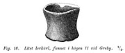 Small earthenware vessel, earlier Iron Age. Greby, Sweden. - Litet lerkrl frn Greby i Bohusln.  ldre jrnlder. Size 1761 x 752 pixels.