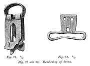 Strap fittings of bronze. Middle Age. Ragnhildsholmen Castle, Sweden. - Rembeslag av brons. Medeltid. Funna i Ragnhildsholmens slottsruin, Bohusln. - Size 1900 x 1400 pixels.