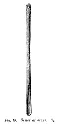 Ear cleaner of bronze. Middle Age. Ragnhildsholmen Castle, Sweden. - rslev av brons. Medeltid. Ragnhildholmens slottsruin, Bohusln. - Size 1100 x 2300 pixels.