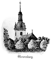 Vnersborg church, Sweden. Drawing from 1883. Size 2815 x 3276 pixels.