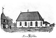 Norra Bjrke church, Sweden. Drawing from 1895. Size 3718 x 2500 pixels.