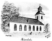 Srestad church, Sweden. Drawing from 1895. Size 3756 x 3026 pixels.