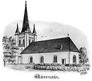 Vnersns church, Sweden. Drawing from 1901. Size 3494 x 3094 pixels.