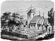 Grinnerds gamla kyrka, Bohusln. Trsnitt frn 1800-talets mitt.