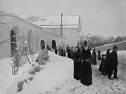 Uddevalla kyrka. Mlning frn 1893 av Gunnar berg.