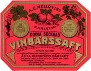 Label, blackcurrant syrup. Sweden 1928. - Etikett fr vinbrssaft, Mellqvist, Karlstad. - Size 2529 x 1965 pixels