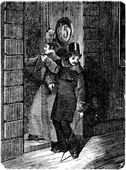 Drunk master and butler. Sweden 19th century - Baron med sin betjnt kommer hem p kvllen. Sverige, sent 1800-tal. Size 