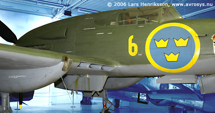 Swedish Air Force Attack Aircraft SAAB A 21-A-3 # 21364 of former Wing F 6 at Karlsborg. Now displayed at the Swedish Air Force Museum.