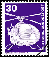German stamp from 1975 - "Rettungs-hubschrauber" Bo 105