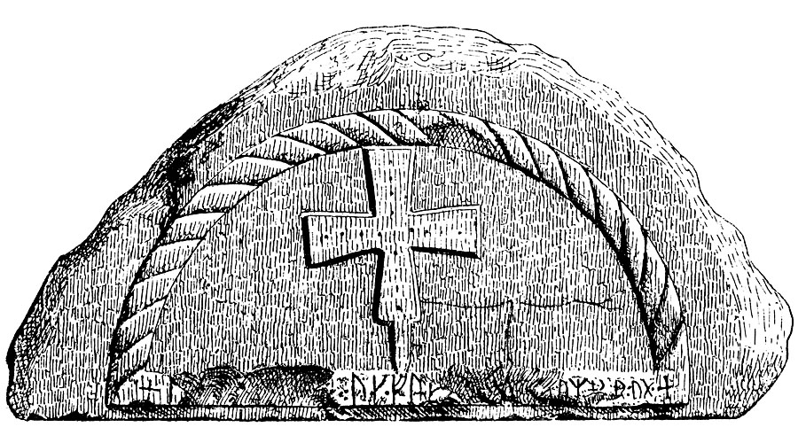 Portal Stone at Nittorp Church, Municipality of Tranemo, Vstergtland, Sweden. Portalsten frn Nittorps gamla kyrka, nu vid nya kyrkan.